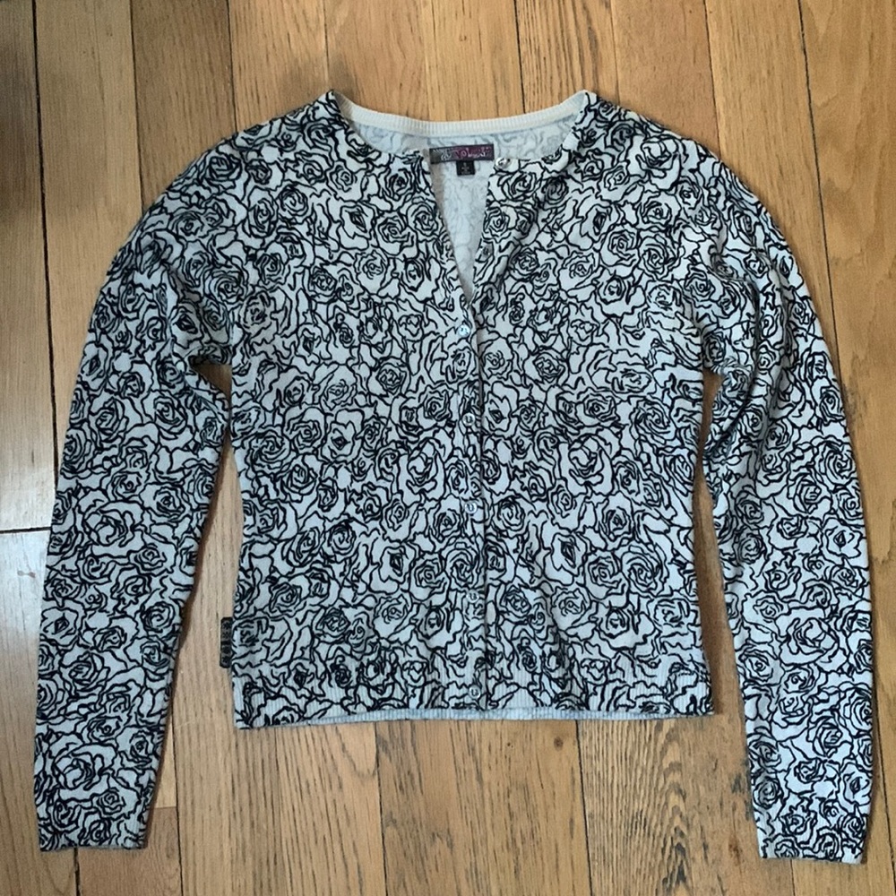 Volcom sweater. Ladies S. Black/white roses. 100% Acrylic. Great used condition